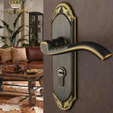 帝品 纯铜门锁现代简约仿古美式卧室室内实木金色黑色全铜房门锁