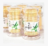 韩国创意宝塔天然竹牙签 盒装便携式两头筒装牙签筒