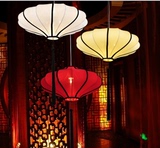 中式吊灯客厅仿古餐厅吊灯大气红色布艺灯笼茶室饭厅玄关工程装饰