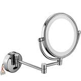 容镜绿意感应化妆镜浴室带LED灯伸缩镜梳妆镜壁挂双面镜折叠美