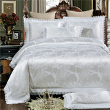 春夏蕾丝婚庆白色四件套 纯棉五星级酒店欧式床单被套床品1.8全棉