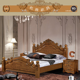 全实木床榆木床1.8米双人现代欧式白色床婚床水曲柳橡木卧室家具