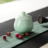 茶具茶叶罐陶瓷匠自在迷你金属便携龙泉青瓷茶道锡罐小号宽口茶具