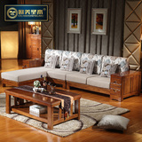 现代新中式客厅橡木沙发多功能沙发床全实木转角沙发组合布艺沙发