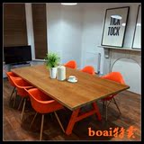 美式创意客厅茶几原木办公茶桌中式个性茶桌椅组合 实木仿古餐桌