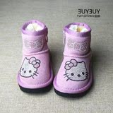 1-2-3-4-5-6-7岁儿童雪地靴凯蒂猫水钻皮靴子韩版童鞋冬季新棉鞋