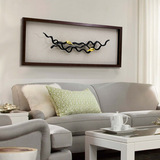 现代新中式客厅装饰画金色立体小鸟实物挂画枯藤条综合材质艺术画