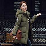 冬季新款韩版棉衣女中长款修身印花羽绒棉服加厚大码宽松学生外套