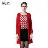 NAERSI/娜尔思夏装新品假两件中长款打底套头长袖圆领针织衫