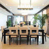 新中式餐桌椅组合 酒店餐厅餐桌餐椅 别墅餐桌椅组合 样板房家具
