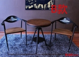 特价咖啡桌椅组合 现代简约铁艺实木可升降茶几 圆桌书桌 靠背椅