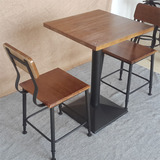 新品 休闲咖啡厅桌椅铁艺实木西餐厅酒吧面馆奶茶店桌椅组合 餐桌