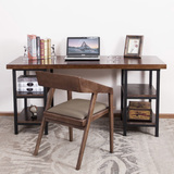 北欧铁艺直角创意写字台书房简易书桌 简约实木电脑桌长办公桌子