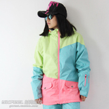 特价促销韩国女款滑雪服几何拼色防水防风大码单板加厚保暖滑雪衣
