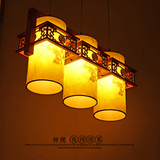 灯三头餐吊灯羊皮仿古餐饮灯饰过道走廊实木艺灯具3007中式餐厅吊