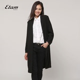 艾格Etam冬装纯色翻领中长款西装外套女150121208