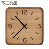 创意木质正方形壁挂钟卧室客厅现代简约钟表欧式个性静音时钟挂表