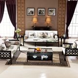 新中式家具定制实木布艺可拆洗客厅沙发套装组合样板房电视柜茶几