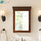 实木美式浴室镜柜组合隐藏式置物柜镜子欧式卫生间储物镜箱 M502