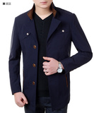 2016春季新款中年男士夹克衫中长款立领男装休闲夹克修身薄款外套