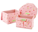 女生可爱便捷双拉链手提粉色樱桃印花防水储物包有盖化妆品收纳盒