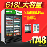 乐创双门展示柜冷藏立式冰柜 商用冰箱饮料饮品保鲜柜 冷柜陈列柜