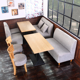 简约布艺奶茶店甜品店沙发卡座 咖啡厅西餐厅饮品店沙发桌椅组合