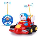 儿童电动遥控玩具汽车哆啦A梦方向盘遥控车卡通模型车生日礼物