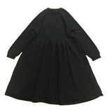 自制 黑女孩系列 宽大风格 插肩袖 碎褶大裙摆 黑色毛圈卫衣裙