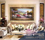 欧美式纯手绘风景油画现代家居客厅玄关别墅装饰画地中海花园F548
