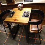 汇丰酒吧奶茶店快餐咖啡餐厅复古实木办公会议餐桌椅组合钢架包邮