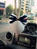 大气韩国时尚蝴蝶结车挂件小香风可爱汽车后视镜挂饰獭兔毛球