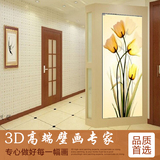 3D立体花朵装饰画玄关墙面贴画大型壁画订制无缝布大型壁画艺术画