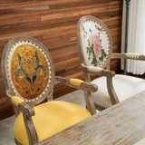 欧式餐椅 复古美式实木椅子餐厅真皮简约新古典咖啡厅家具橡木
