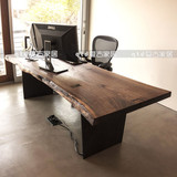 loft办公桌椅组合美式铁艺实木复古做旧工业风餐桌大会议桌洽谈桌