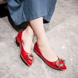 2016春夏季韩版平底浅口女单鞋尖头低跟红色新娘鞋孕妇鞋开车女鞋