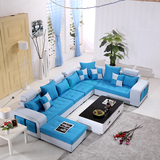 现代布艺沙发U型转角沙发组合欧式大小户型沙发转角经济沙发组合