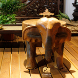 泰国象标 泰国木雕象凳实木大象换鞋凳原木象凳招财摆件儿童凳子