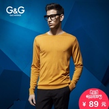 G＆G男装 断码2015男士修身羊毛衫男士时尚纯色圆领毛衣针织衫