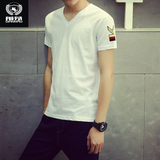 短袖t恤男V领韩版半袖修身青年打底衫学生衣服男装青少年夏季纯色
