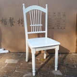 欧式韩式田园休闲特价椅子 象牙白色实木餐椅子 酒店影楼梳妆凳子