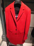 GXG男装2015新款冬装男士修身红色长款羊毛呢子大衣54226224