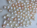 9-10mm天然淡水水滴形米形强光裸珠散珍珠可定做多款耳饰吊坠DIY