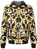 代购正品Versace/范思哲时尚男装15新sweater黄黑色长袖开衫卫衣