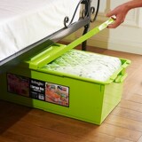 特大号床下塑料储物箱扁平衣服整理箱透明床底收纳箱有盖滑轮