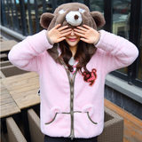 2015LALABOBO新款可爱小熊棉服 学院毛绒外套 冬装 女 实拍