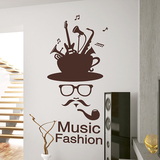 可定制墙贴纸贴画走廊玄关客厅背景墙壁装饰创意乐器绅士人物头像