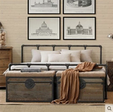 时尚结婚床双人床创意时尚床架美式复古做旧铁艺床水管单人床1.8