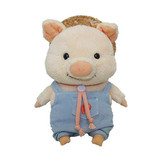 现货包邮日本代购可爱背带裤小猪毛绒玩具玩偶背帽子猪猪公仔挂件