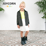 joycorn新款英伦5-10岁中大童雨靴 中筒雨鞋系带马丁儿童雨鞋男女